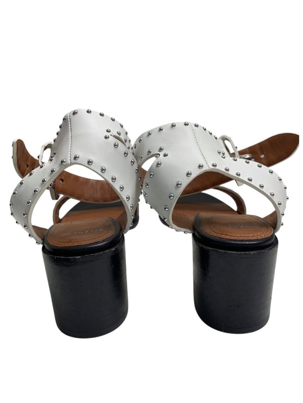 GIVENCHY Elegant White Leather Snake Print Sandals Heels Size 37.5 / US 7.5 - Picture 2 of 7